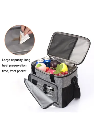 24L Oxford Cloth Waterproof Thermal Insulated Lunch Bag With Handle &amp; Shoulder Strap For Travel Picnic &amp; Outdoor (L27 x W39 x D22.5)cm - Navy Blue