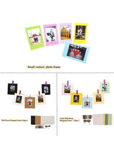 7-in-1 3-inch Photos 256 Pockets PU Leather PVC Album Frame Stickers Set Accessories Kit - Black