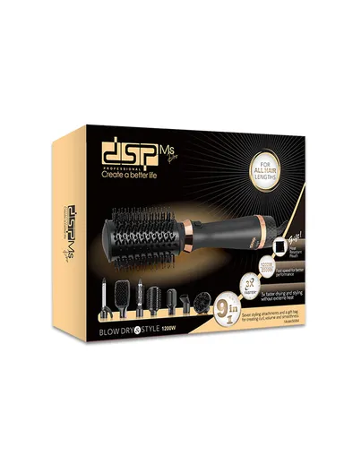 9 in-1 1200W Rotating Air Styler Hair Brush with 3 Adjustable Heat Settings &amp; 360° Rotatable Cord 50084