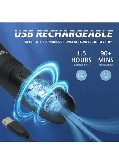 Men's 600mAh 5W Rechargeable Ceramic Blade Body Hair Trimmer, 5200RPM Waterproof Professional Hair Trimmer 60122