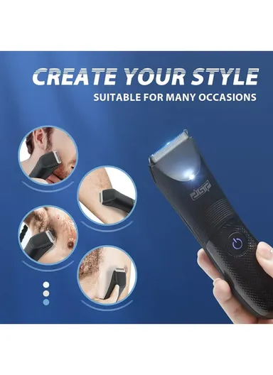 Men's 600mAh 5W Rechargeable Ceramic Blade Body Hair Trimmer, 5200RPM Waterproof Professional Hair Trimmer 60122