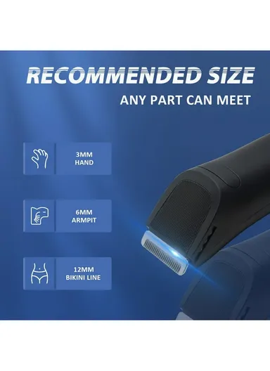 Men's 600mAh 5W Rechargeable Ceramic Blade Body Hair Trimmer, 5200RPM Waterproof Professional Hair Trimmer 60122