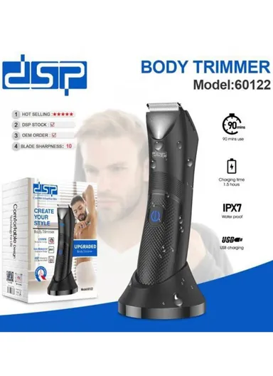 Men's 600mAh 5W Rechargeable Ceramic Blade Body Hair Trimmer, 5200RPM Waterproof Professional Hair Trimmer 60122