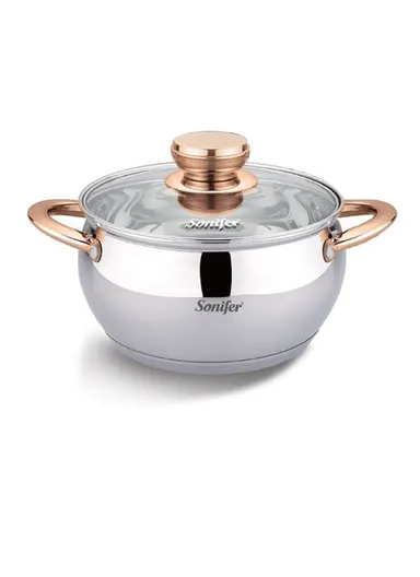 20cm 3.6L Wear-Resistant Stainless Steel Casserole With Glass Lid SF-1143