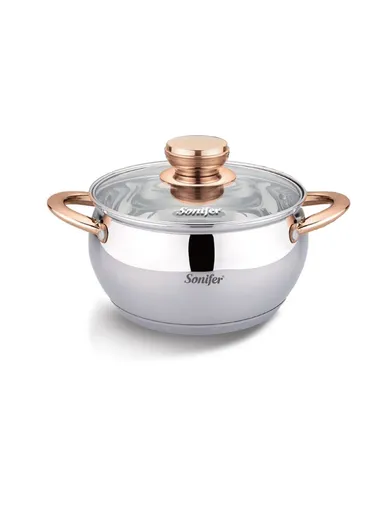 16cm 1.9L Wear-Resistant Stainless Steel Casserole With Glass Lid SF-1143