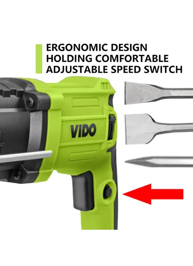 800W 1200rpm Rotary Hammer With Anti-Dust Switch &amp; Three Modes SDS-Plus Drill WD011320026