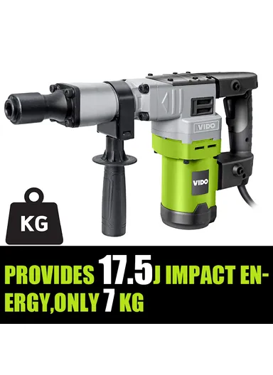 1200W Corded SDS-Demolition Hammer With Carrying Case Chisel Bits For Heavy Duty WD011410175 (L72 x W39 x T18)cm