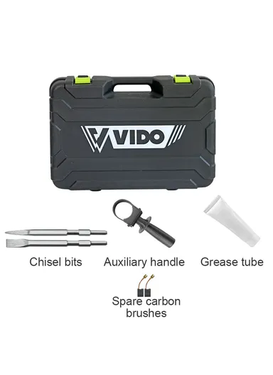 1200W Corded SDS-Demolition Hammer With Carrying Case Chisel Bits For Heavy Duty WD011410175 (L72 x W39 x T18)cm