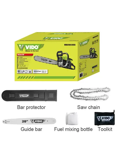 55cc 2.2KW/2.9HP 550ml Gasoline Chainsaw With Bar Protector &amp; Accessories WD020812055