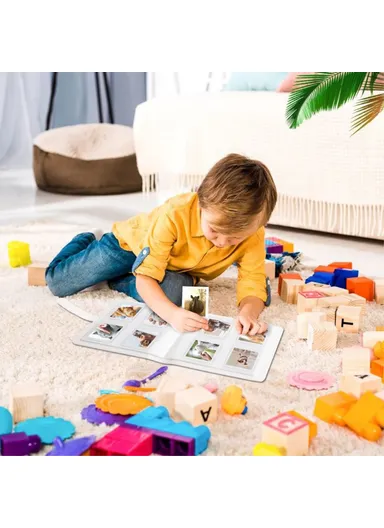 3-inch 256 Pockets Photos Storage Album PU Leather Photo Storage Book (L19.9 x W16)cm - Magic Silver