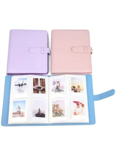 3-inch 256 Pockets Photos Storage Album PU Leather Photo Storage Book (L19.9 x W16)cm - Magic Pink