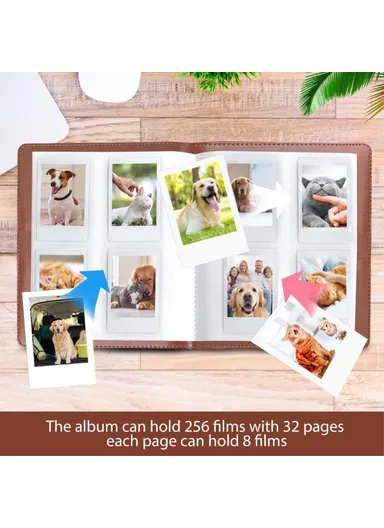 3-inch 256 Pockets Photos Storage Album PU Leather Photo Storage Book (L19.9 x W16)cm - Magic Pink