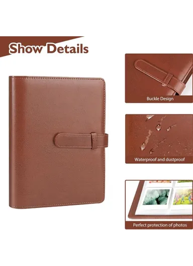 3-inch 256 Pockets Photos Storage Album PU Leather Photo Storage Book (L19.9 x W16)cm - Pink