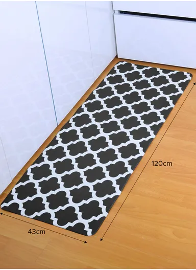 120x45cm Thick Anti-Fatigue &amp; Non-Slip Kitchen Rug - Black