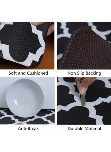 120x45cm Thick Anti-Fatigue &amp; Non-Slip Kitchen Rug - Black