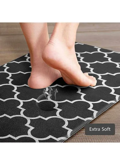 120x45cm Thick Anti-Fatigue &amp; Non-Slip Kitchen Rug - Black