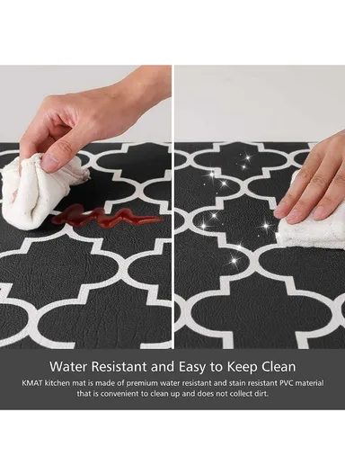 120x45cm Thick Anti-Fatigue &amp; Non-Slip Kitchen Rug - Black