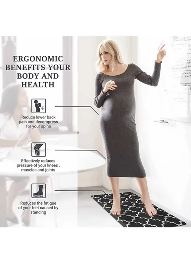 120x45cm Thick Anti-Fatigue &amp; Non-Slip Kitchen Rug - Black