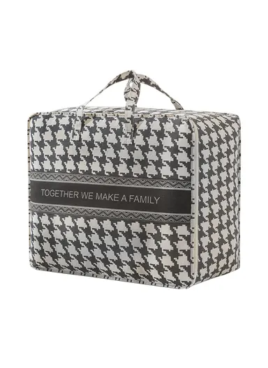 Linen &amp; Cotton Waterproof Interior Storage Quilt Bag JY020 (W60 x D24 x H40)cm-Black