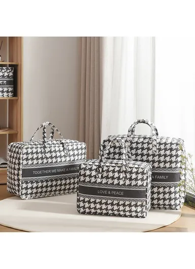 Linen &amp; Cotton Waterproof Interior Storage Quilt Bag JY020 (W60 x D24 x H40)cm-Black