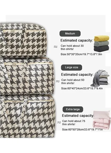 Linen &amp; Cotton Waterproof Interior Storage Quilt Bag JY020 (W60 x D24 x H40)cm-Black