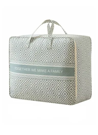 Linen &amp; Cotton Waterproof Interior Storage Quilt Bag JY020 (W60 x D24 x H40)cm-Green