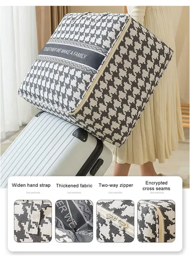 Linen &amp; Cotton Waterproof Interior Storage Quilt Bag JY020 (W60 x D24 x H40)cm-Green