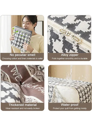 Linen &amp; Cotton Waterproof Interior Storage Quilt Bag JY020 (W60 x D24 x H40)cm-Green