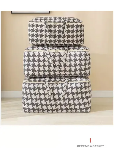 Linen &amp; Cotton Waterproof Interior Storage Quilt Bag JY020 (W60 x D24 x H40)cm-Green