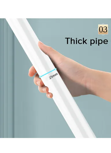 Iron Multi-Functional Single Pole Clothing Rack Bedroom with Wheels (W150 x D35 x H136)cm - White