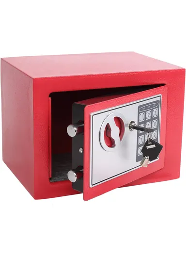 3Kg Mini Digital Electronic Keypad Lock Built-In 2 locking Bolts Safe Box T-17E (W23 x D17 x H17)cm - Red
