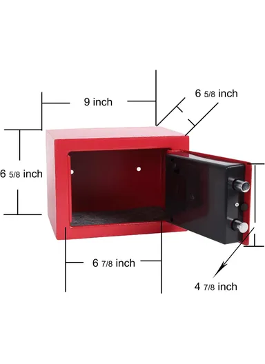 3Kg Mini Digital Electronic Keypad Lock Built-In 2 locking Bolts Safe Box T-17E (W23 x D17 x H17)cm - Red