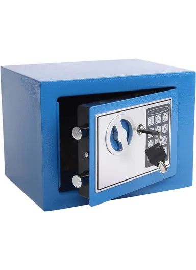 3Kg Mini Digital Electronic Keypad Lock Built-In 2 locking Bolts Safe Box T-17E (W23 x D17 x H17)cm - Blue