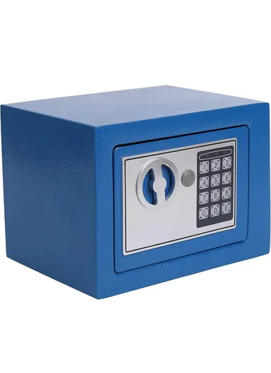3Kg Mini Digital Electronic Keypad Lock Built-In 2 locking Bolts Safe Box T-17E (W23 x D17 x H17)cm - Blue