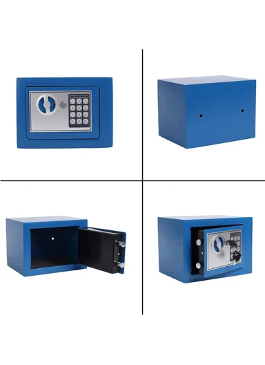 3Kg Mini Digital Electronic Keypad Lock Built-In 2 locking Bolts Safe Box T-17E (W23 x D17 x H17)cm - Blue