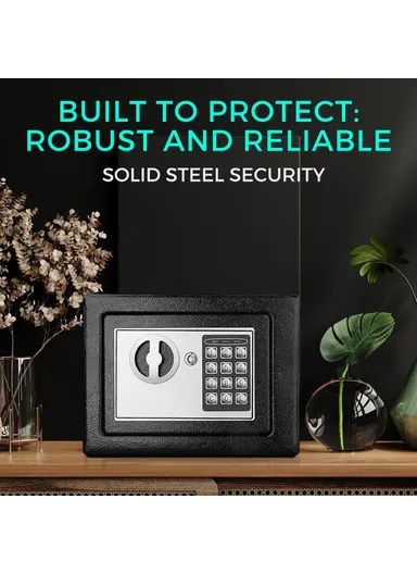 3Kg (H17 x W23 x D17)cm Mini Digital Electronic Keypad Lock Built-In 2 locking Bolts Safe Box T-17E - Grey