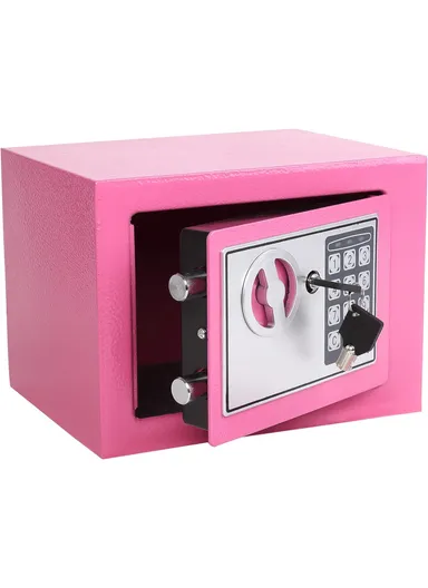 3Kg Mini Digital Electronic Keypad Lock Built-In 2 locking Bolts Safe Box T-17E (W23 x D17 x H17)cm - Pink
