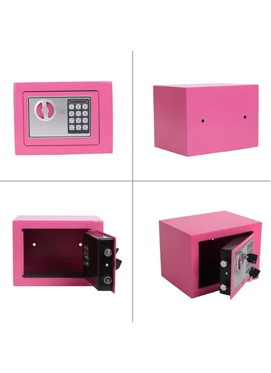 3Kg Mini Digital Electronic Keypad Lock Built-In 2 locking Bolts Safe Box T-17E (W23 x D17 x H17)cm - Pink