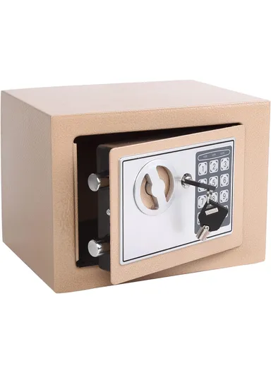 3Kg Mini Digital Electronic Keypad Lock Built-In 2 locking Bolts Safe Box T-17E (W23 x D17 x H17)cm - Beige