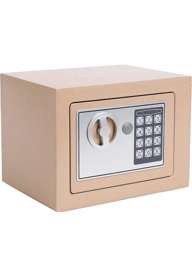 3Kg Mini Digital Electronic Keypad Lock Built-In 2 locking Bolts Safe Box T-17E (W23 x D17 x H17)cm - Beige