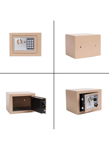 3Kg Mini Digital Electronic Keypad Lock Built-In 2 locking Bolts Safe Box T-17E (W23 x D17 x H17)cm - Beige