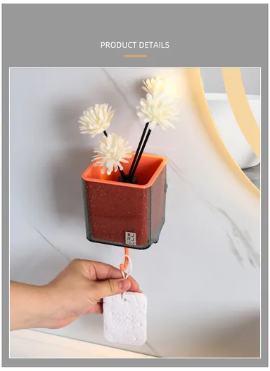 3-Containers Multi-Functional Crystal Wall-Mounted Storage Rack, Wall Mounted Soap Dish with 4-Hooks &amp; Drain Design (W30 x D8.5 x H9.8)cm - Red