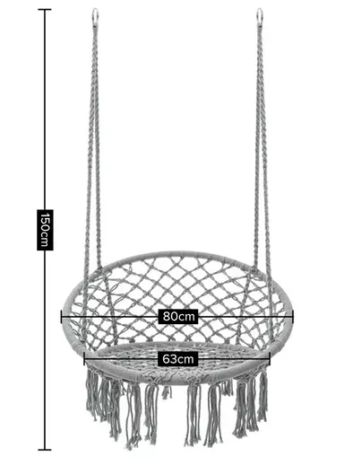 Cotton Hanging Chair Swings Comfortable Sturdy Knitted For Living Room &amp; Patio-Grey
