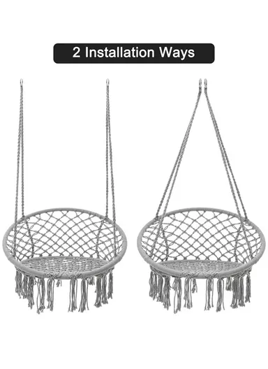 Cotton Hanging Chair Swings Comfortable Sturdy Knitted For Living Room &amp; Patio-Brown