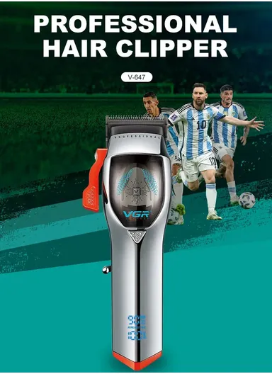 9000RPM Rechargeable Magnetic Motor Hair Clipper, Cordless Professional Hair Cut Machine Clipper with LED Display &amp; Accessories V-647