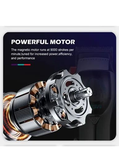 9000RPM Rechargeable Magnetic Motor Hair Clipper, Cordless Professional Hair Cut Machine Clipper with LED Display &amp; Accessories V-647