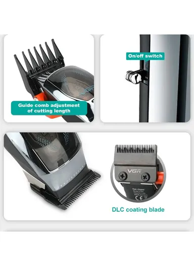 9000RPM Rechargeable Magnetic Motor Hair Clipper, Cordless Professional Hair Cut Machine Clipper with LED Display &amp; Accessories V-647