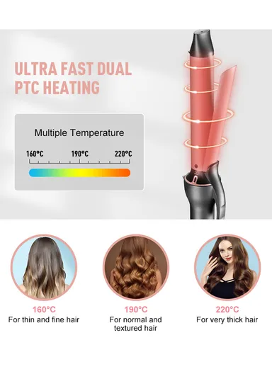 45W 25mm Ionic Professional Curling Iron 220°C Max Temperature Anti-Scalding Design With 2 Hairpins &amp; Storage Bag P-201B