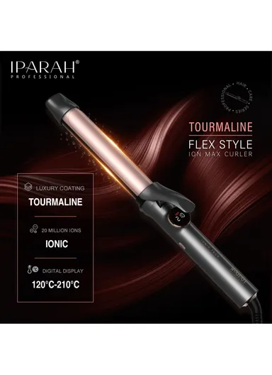 70W 28mm Professional Hair Curling Iron Barrel Styler With Tourmaline Luxury Coating, LED Display, Rotating Switch P-205