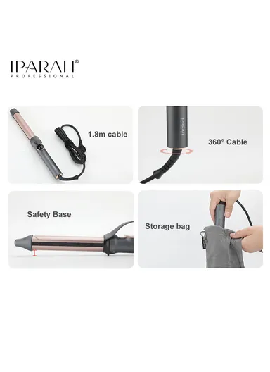 70W 28mm Professional Hair Curling Iron Barrel Styler With Tourmaline Luxury Coating, LED Display, Rotating Switch P-205